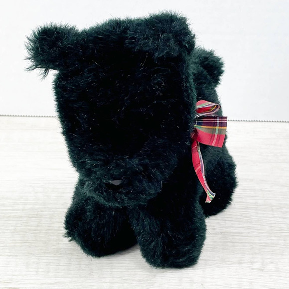 Scotties Softsheen Black Scottie Terrier Puppy Dog Plush Stuffed Animal Bow 7" - Picture 2 of 5